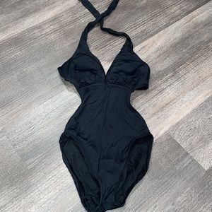 Small Sunn Lab Swim Blk One Piece Deep V Swimsuit